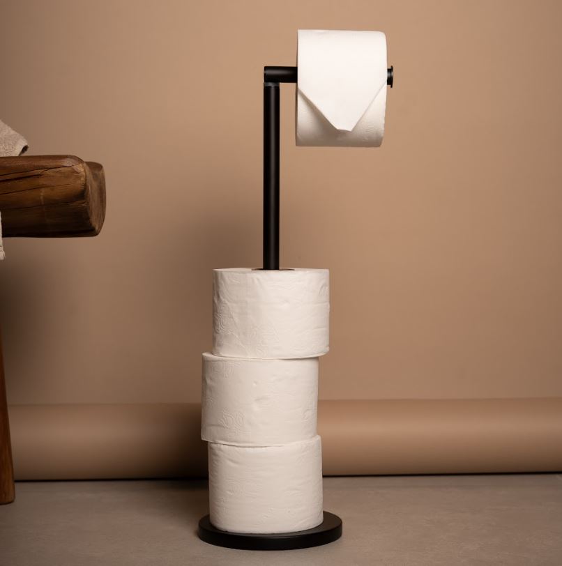 Portarrollo De Pie Negro  P/Baño 50497 383