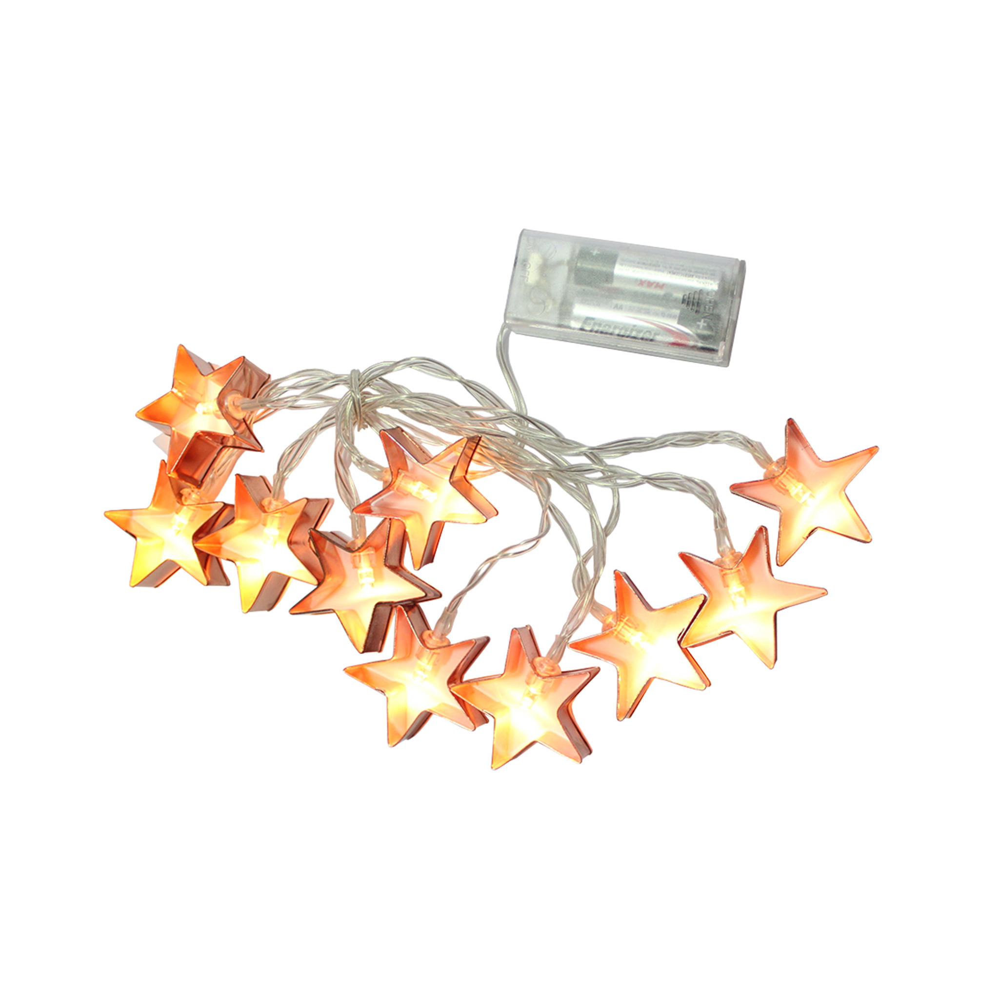 Luces X 10 2 Mts Deco , Forma Estrellas Color Cobre Calidas