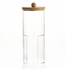 Organizador De Acrílico Con Tapa De Bamboo Doble Piso 17*7Cm 51208 421