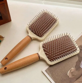 Cepillo De Pelo Con Mango Simil Madera