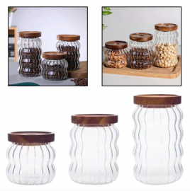 Frasco De Vidrio C/Tapa De Madera  400Ml 50414 420
